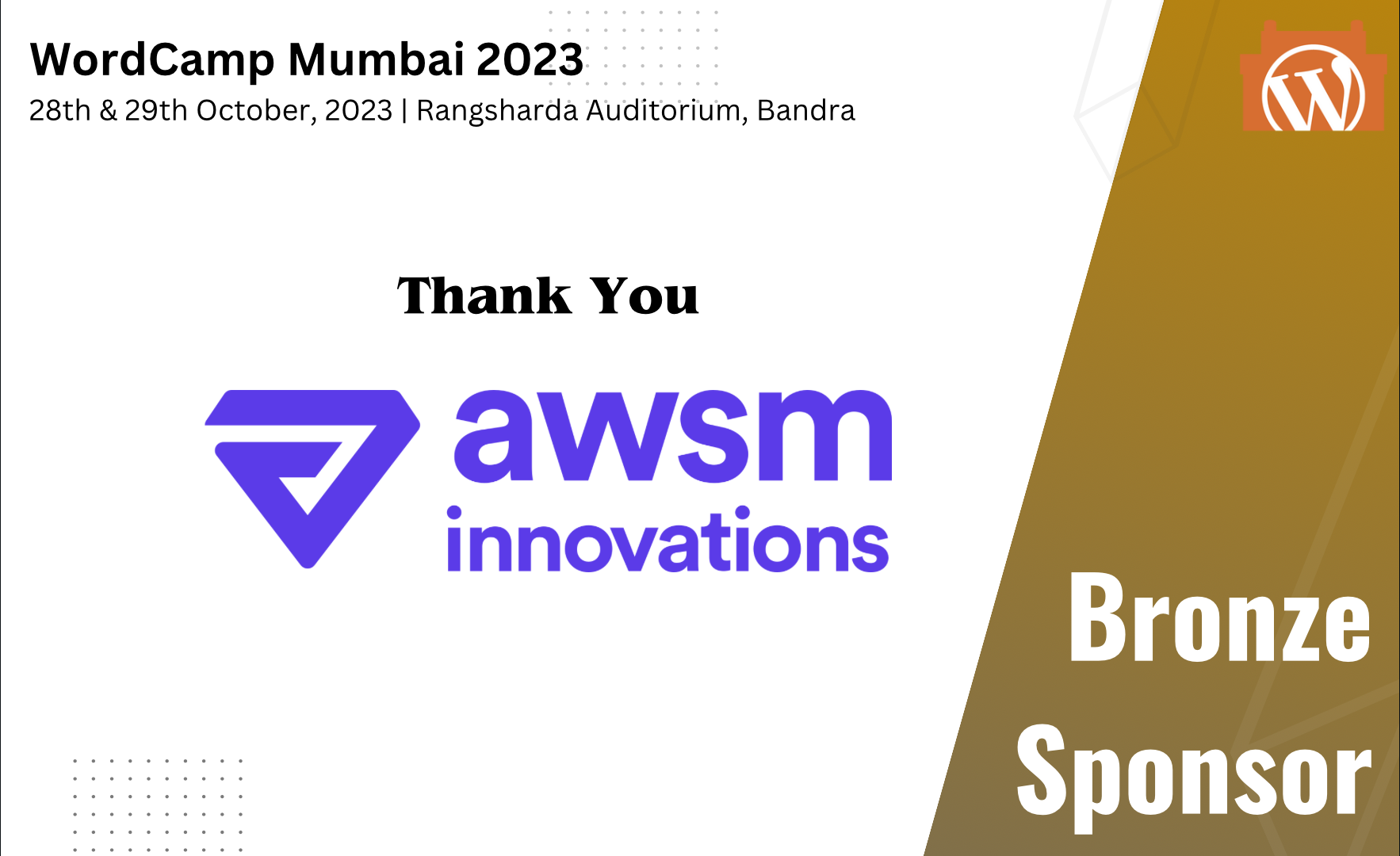 Thank You Awsm Innovations, for being our Bronze Sponsor