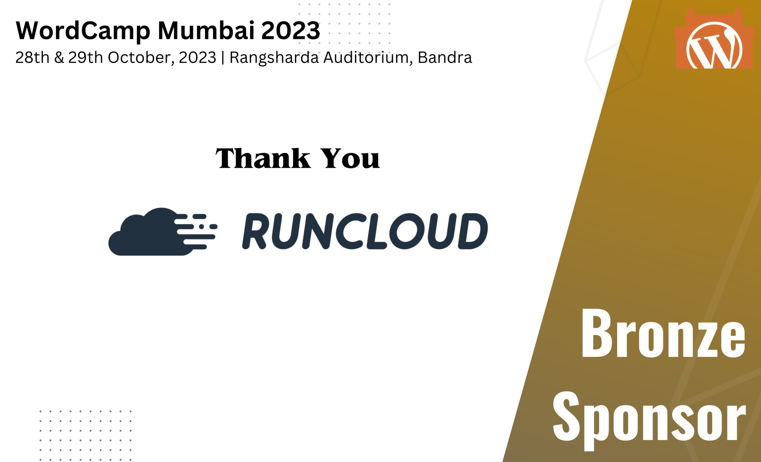 Thank You RunCloud, for being our Bronze Sponsor