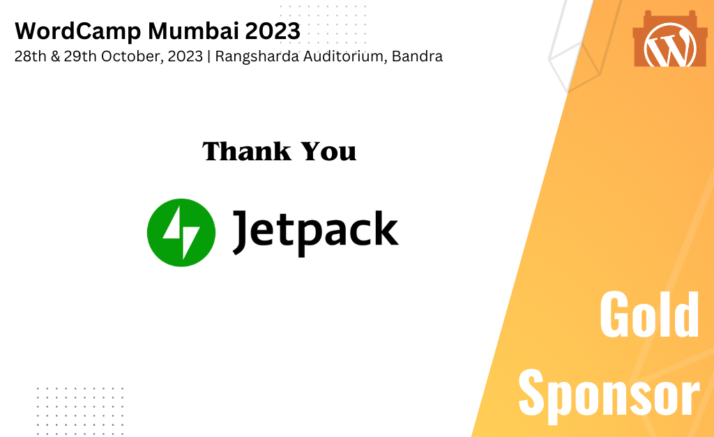 Thank You JetPack, for being our Gold Sponsor