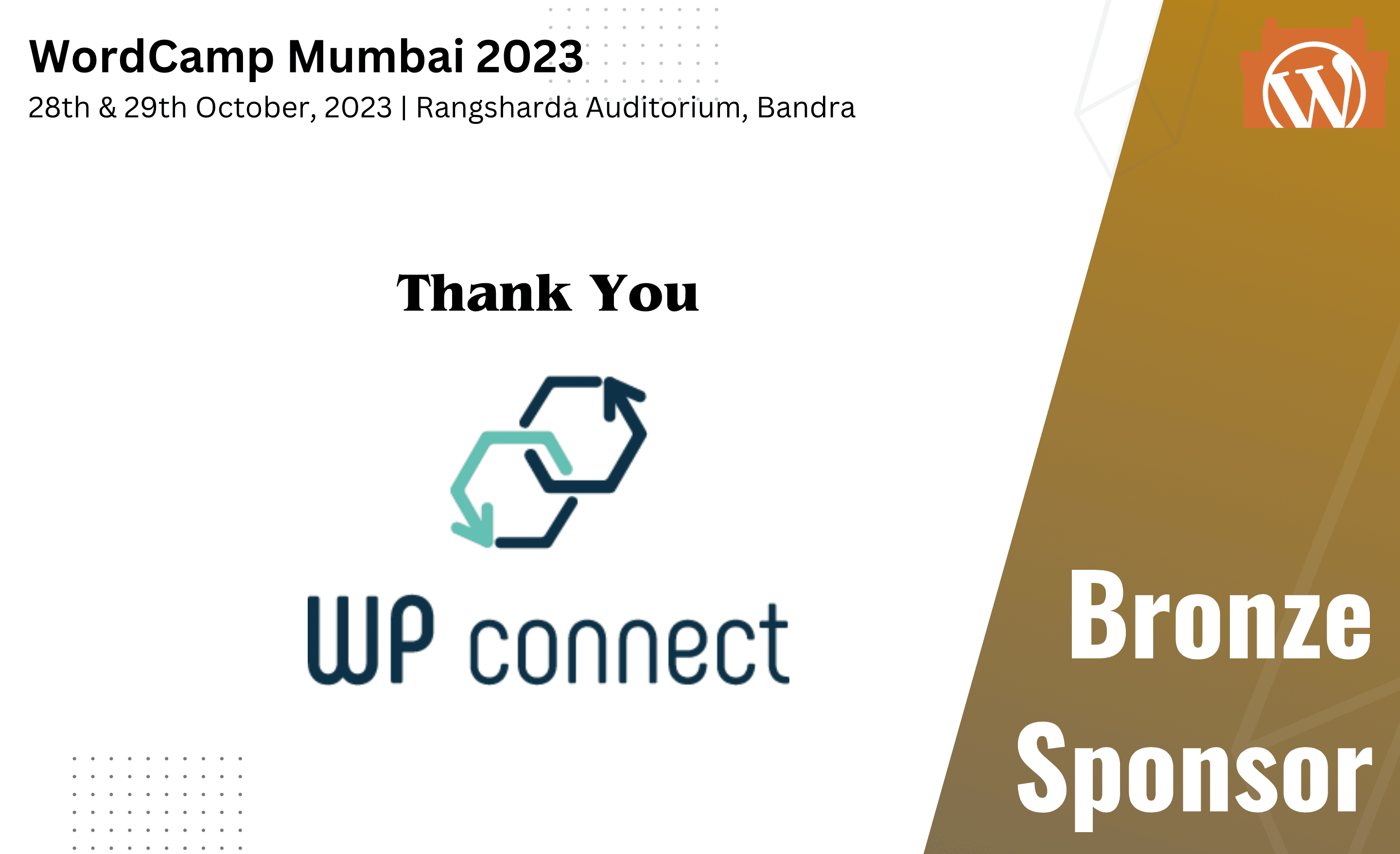 Thank You WP Connect, for being our Bronze Sponsor
